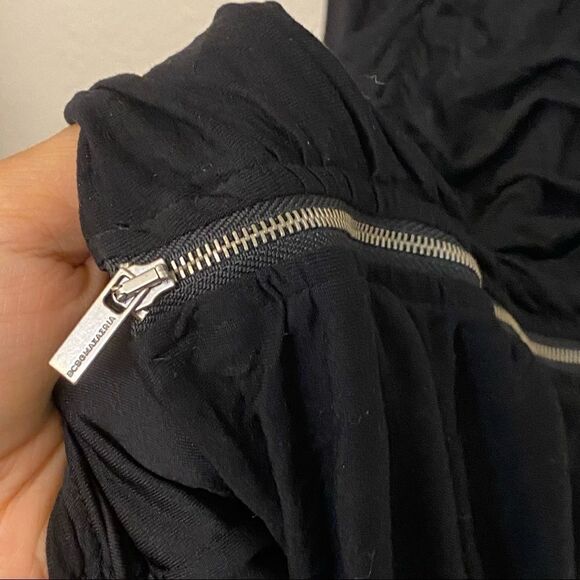 BCBGMaxazria Doris Black Dress Bodycon Size Ruched Zipper skirt romantic goth M - Picture 9 of 11